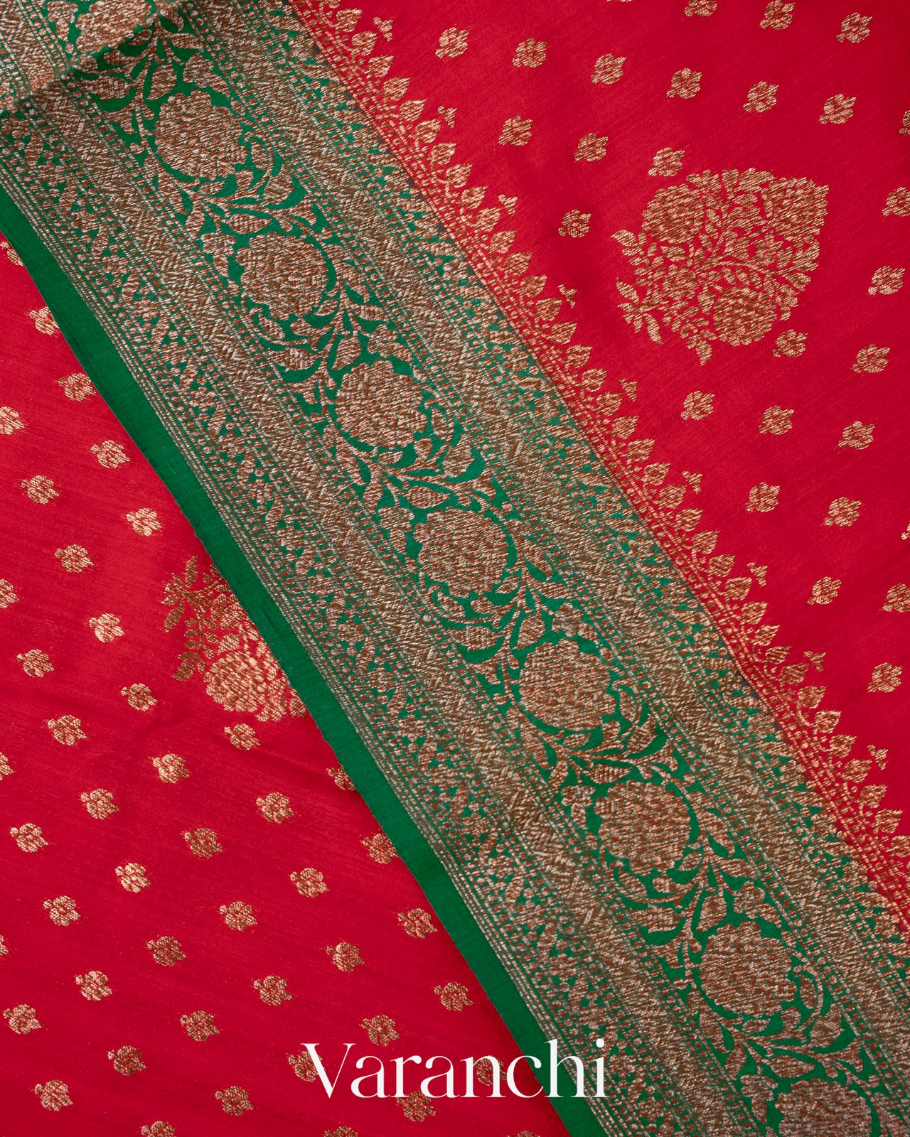 Bright Red Pure Chiniya Silk Handloom Saree