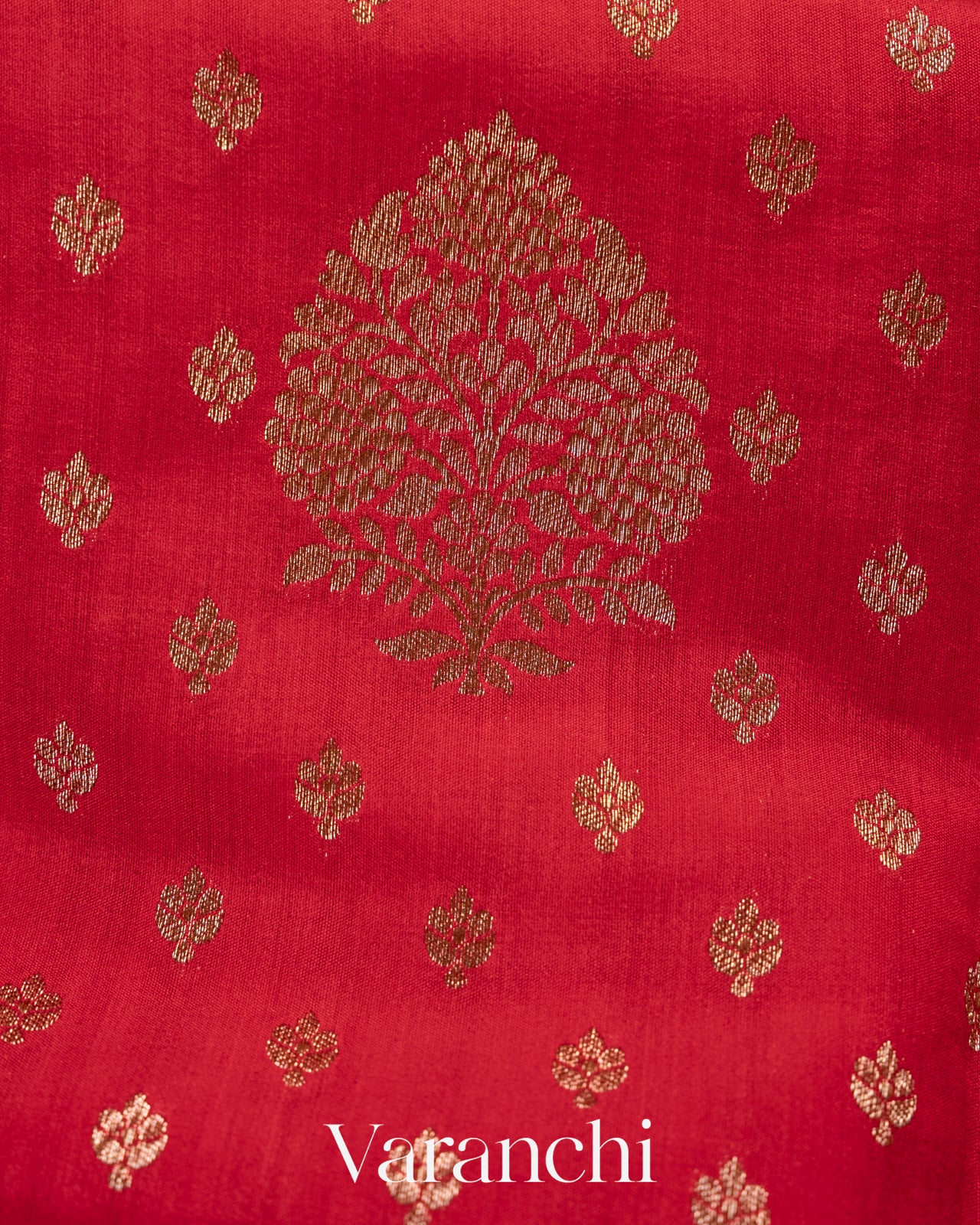 Bright Red Pure Chiniya Silk Handloom Saree
