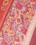 Rust Brown Digital Printed Pure Chiniya Silk Saree