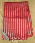 Brick Red Pure Cotton With Tissue Striped Saree 