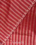 Brick Red Pure Cotton With Tissue Striped Saree 