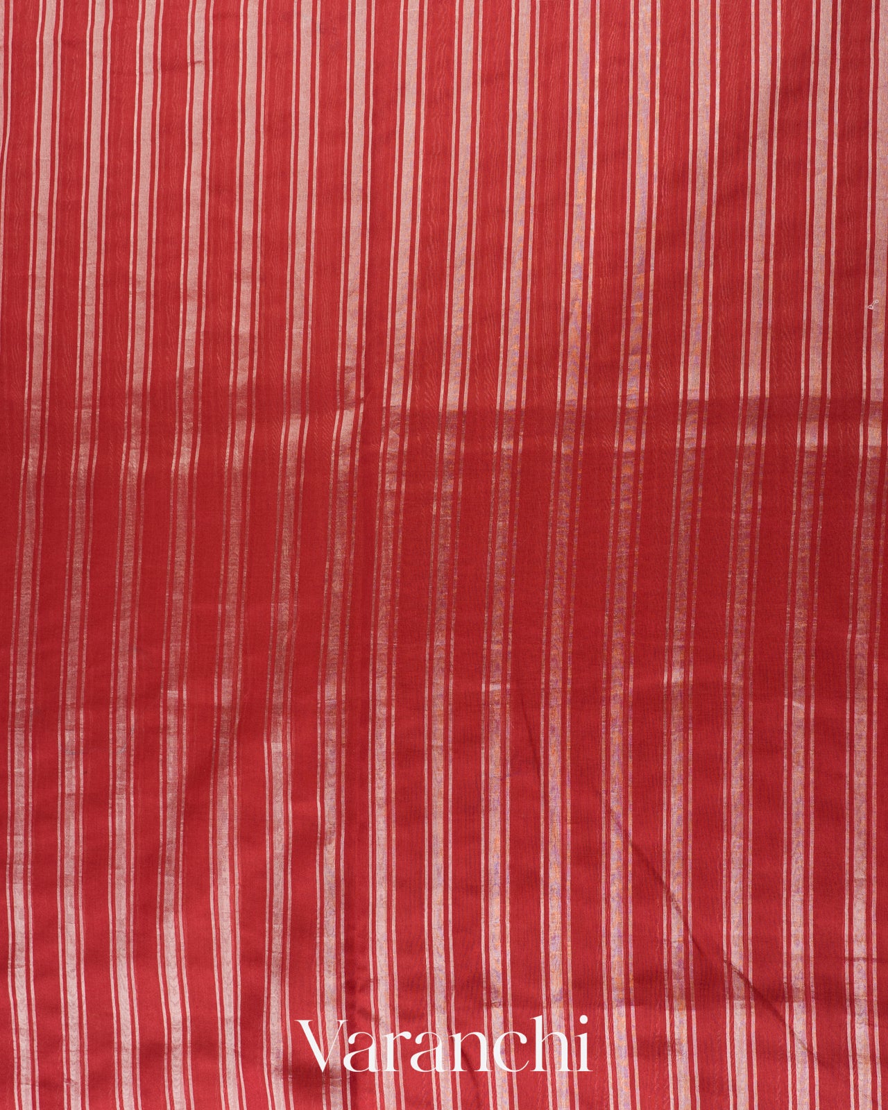 Brick Red Pure Cotton With Tissue Striped Saree 
