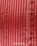 Brick Red Pure Cotton With Tissue Striped Saree 