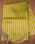 Pista Green Pure Cotton With Tissue Striped Saree