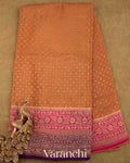 Mustard Orange Pure Crepe Silk Handloom Saree