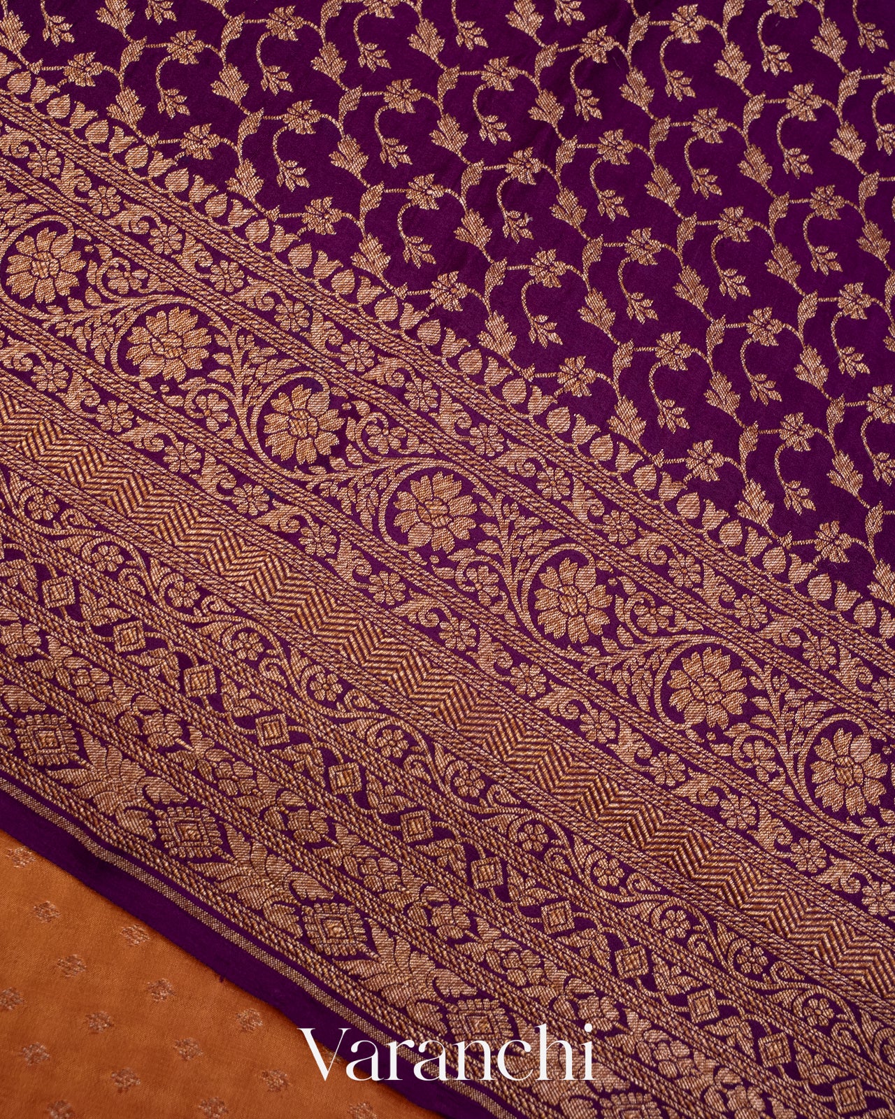 Mustard Orange Pure Crepe Silk Handloom Saree