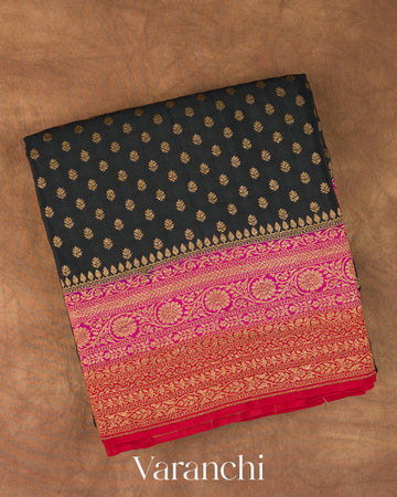 Black Pure Crepe Silk Handloom Saree