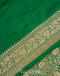 Bottle Green Heavy Brocade Pure Crepe Silk Handloom Saree