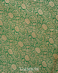 Bottle Green Heavy Brocade Pure Crepe Silk Handloom Saree