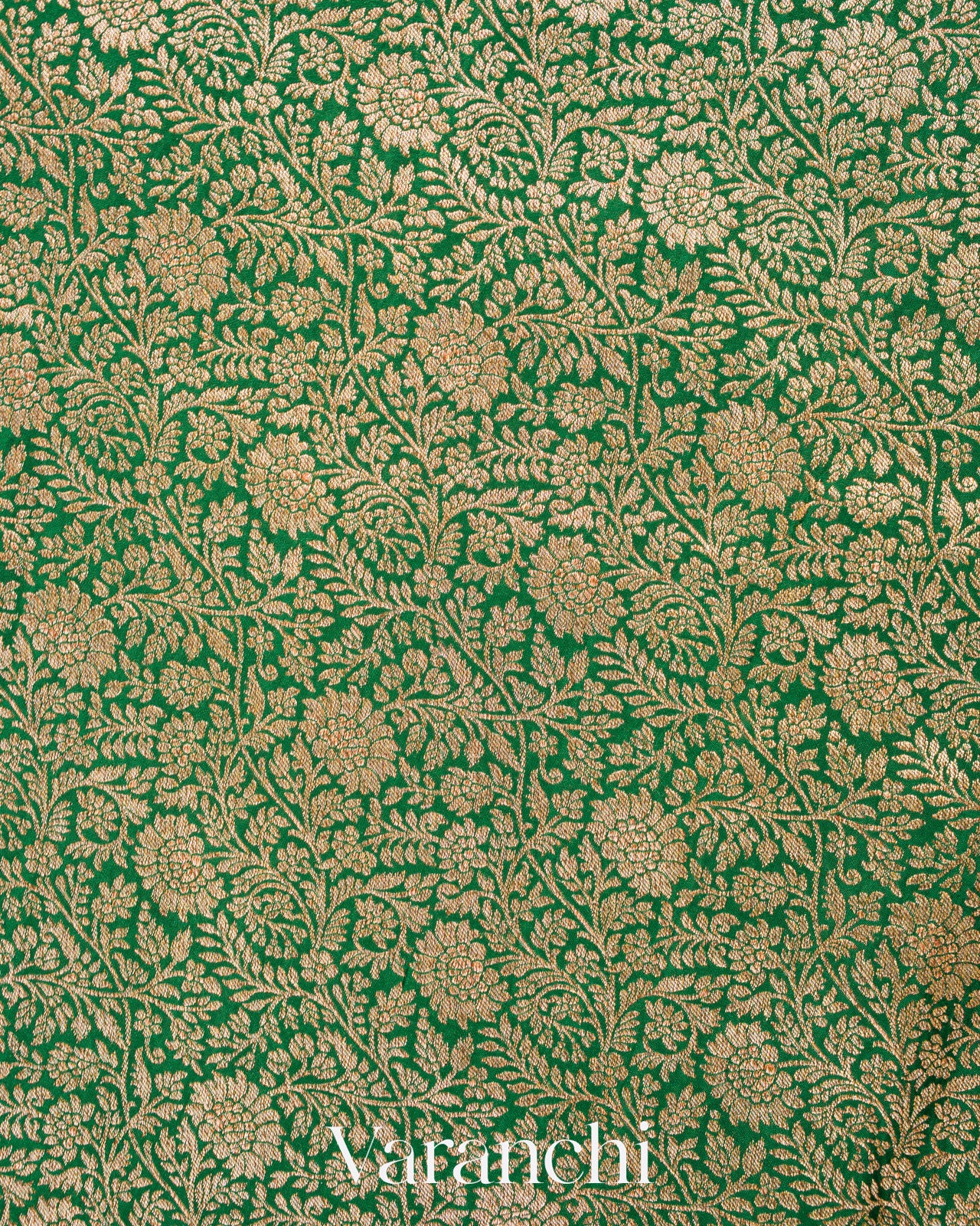 Bottle Green Heavy Brocade Pure Crepe Silk Handloom Saree