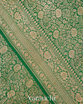 Bottle Green Heavy Brocade Pure Crepe Silk Handloom Saree