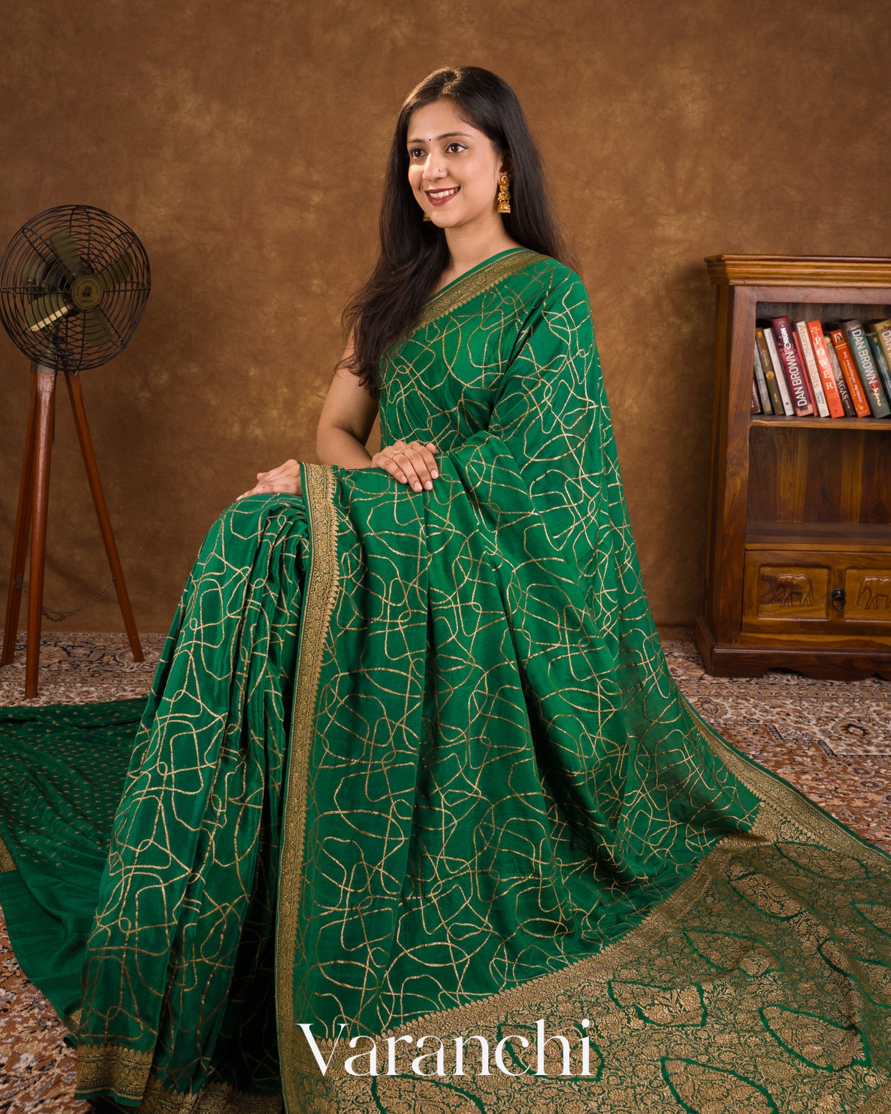 Bottle Green Pure Crepe Silk Handloom Saree
