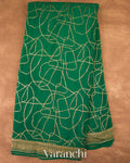 Bottle Green Pure Crepe Silk Handloom Saree
