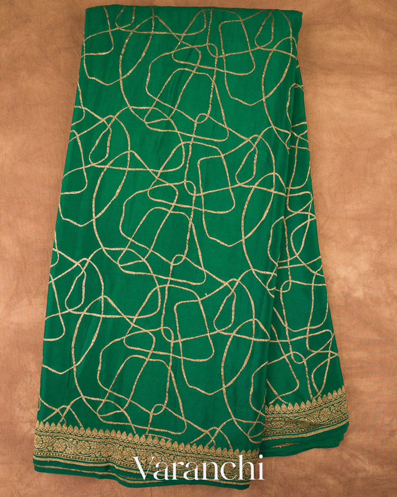 Bottle Green Pure Crepe Silk Handloom Saree