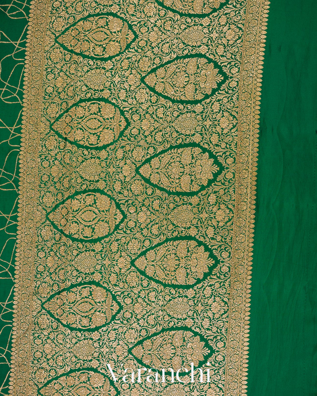 Bottle Green Pure Crepe Silk Handloom Saree