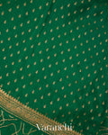 Bottle Green Pure Crepe Silk Handloom Saree
