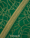 Bottle Green Pure Crepe Silk Handloom Saree