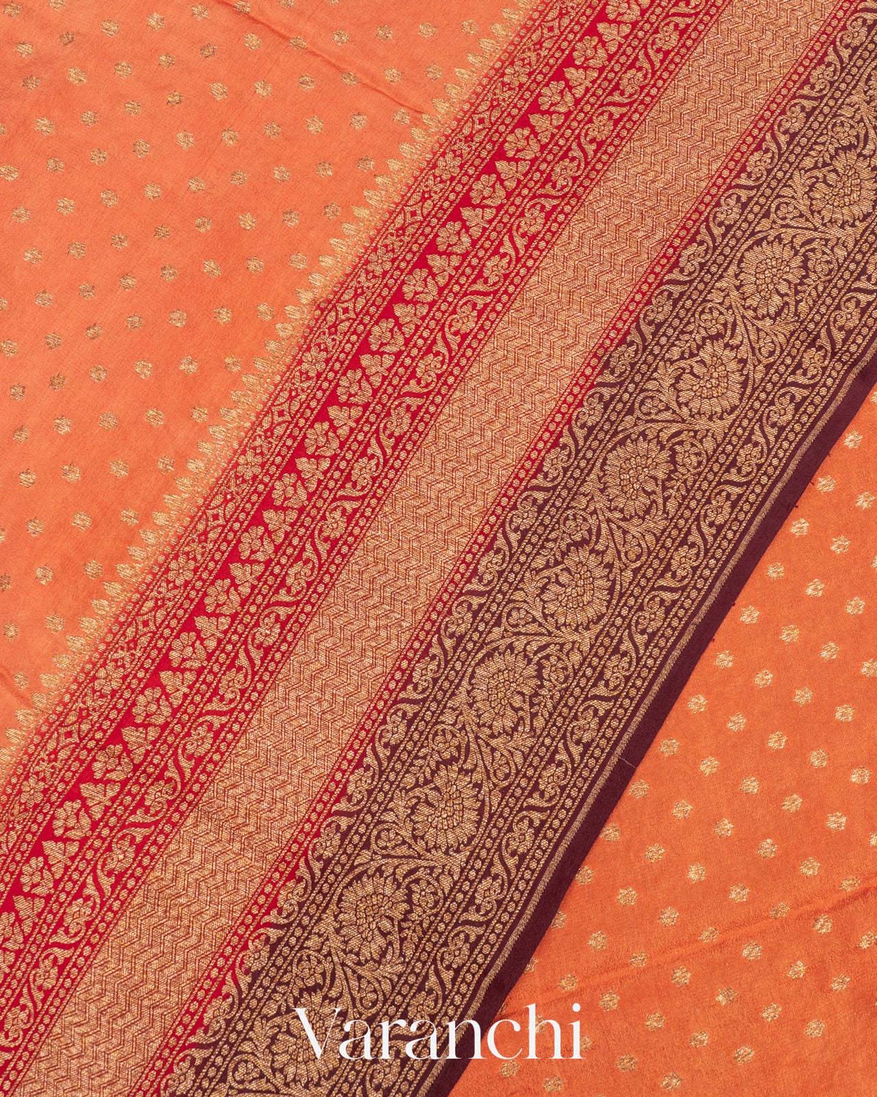 Soft Coral Pure Crepe Silk Handloom Saree 