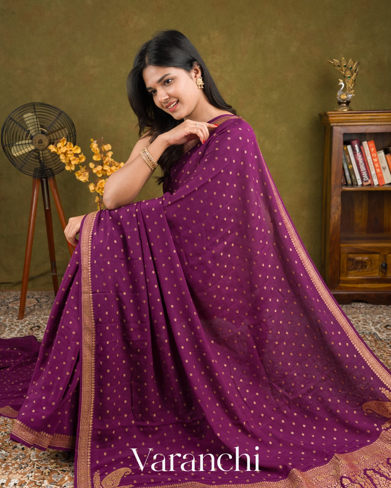 Deep Wine Pure Crepe Silk Handloom Saree