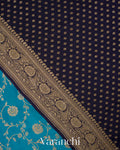 Peacock Blue Heavy Brocade Pure Crepe Silk Handloom Saree