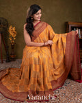 Pumpkin Yellow Pure Crepe Silk Handloom Saree