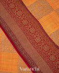 Pumpkin Yellow Pure Crepe Silk Handloom Saree
