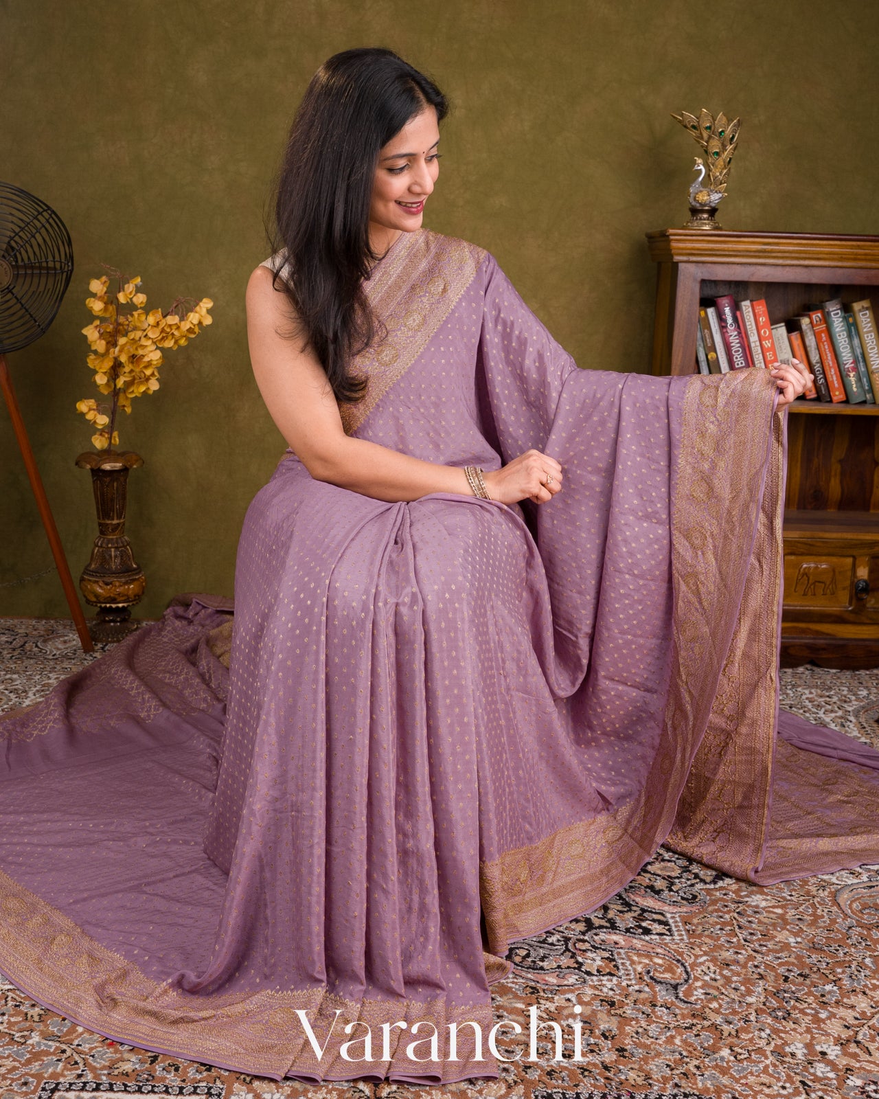 Lilac Mauve Pure Crepe Silk Handloom Saree 
