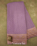Lilac Mauve Pure Crepe Silk Handloom Saree 
