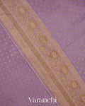 Lilac Mauve Pure Crepe Silk Handloom Saree 
