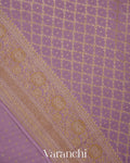Lilac Mauve Pure Crepe Silk Handloom Saree 