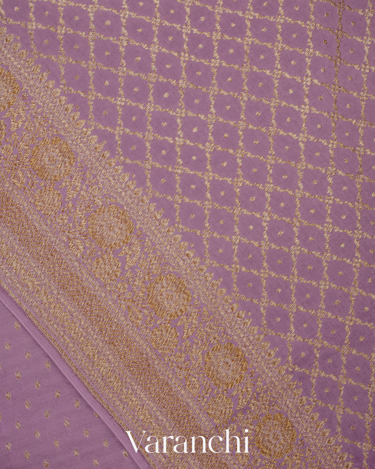 Lilac Mauve Pure Crepe Silk Handloom Saree 
