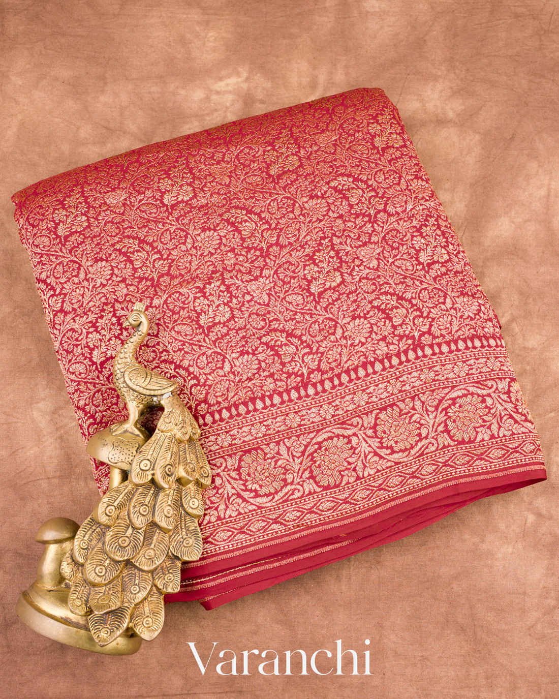 Maroon Heavy Brocade Pure Crepe Silk Handloom Saree