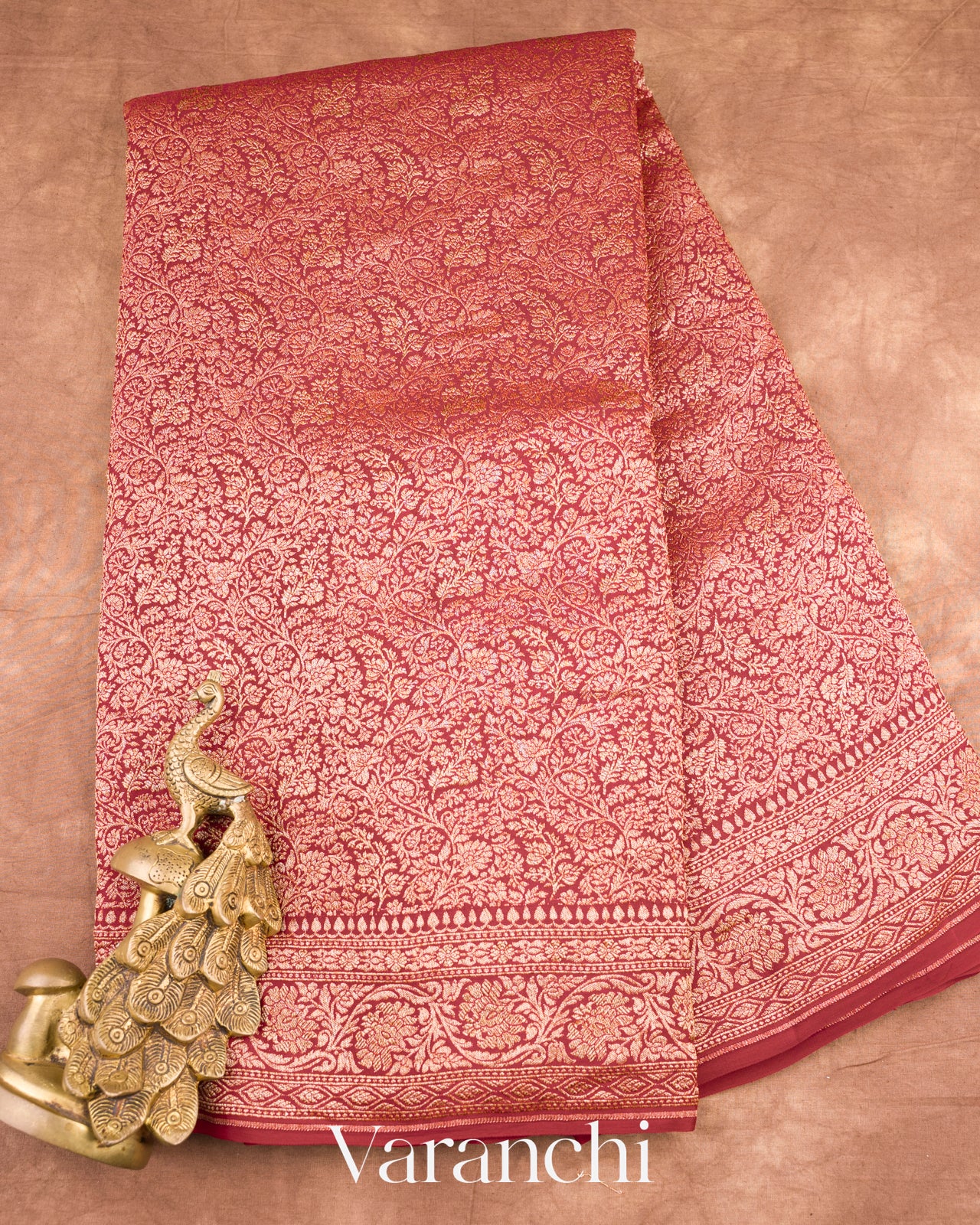 Maroon Heavy Brocade Pure Crepe Silk Handloom Saree