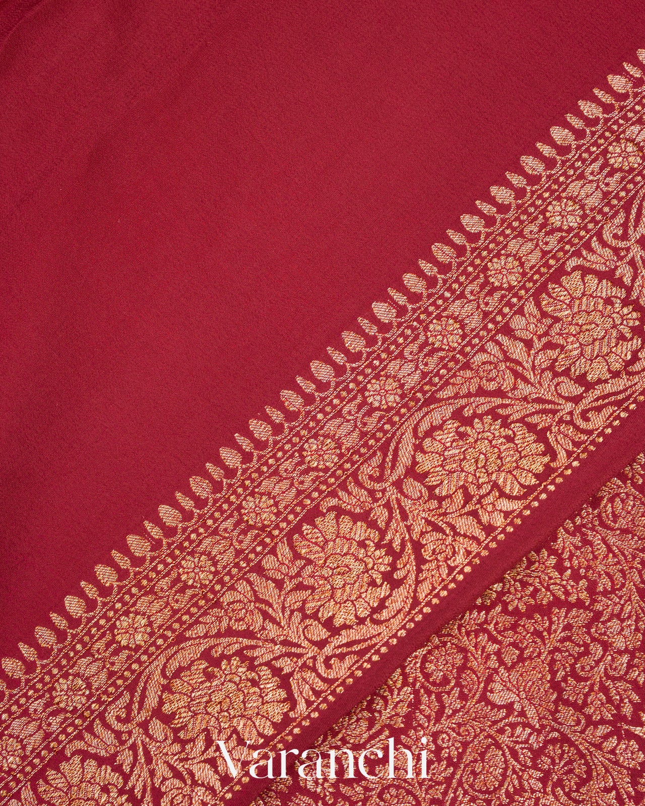 Maroon Heavy Brocade Pure Crepe Silk Handloom Saree