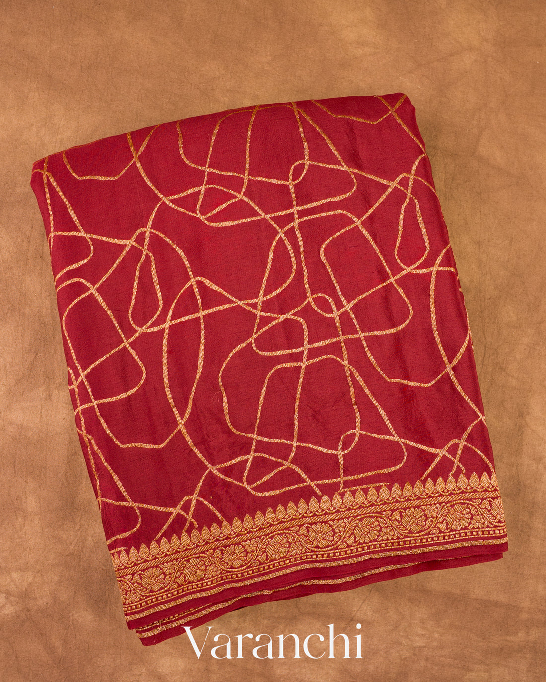 Vermilion Red Pure Crepe Silk Handloom Saree