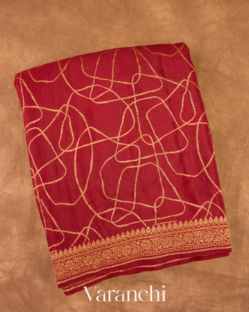 Vermilion Red Pure Crepe Silk Handloom Saree