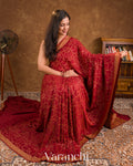 Vermilion Red Pure Crepe Silk Handloom Saree
