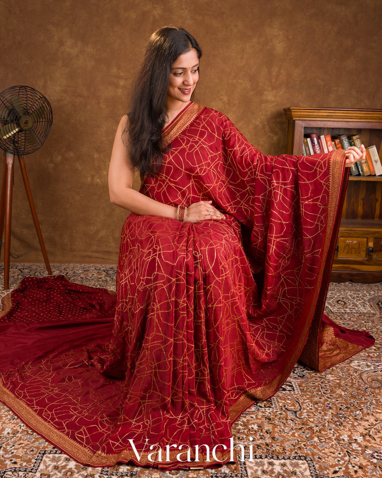Vermilion Red Pure Crepe Silk Handloom Saree