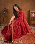 Vermilion Red Pure Crepe Silk Handloom Saree