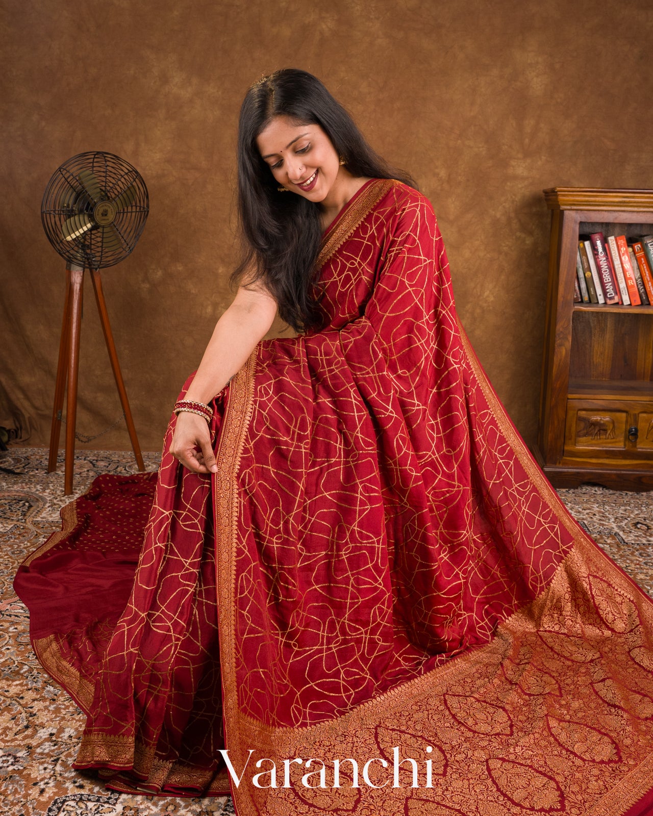 Vermilion Red Pure Crepe Silk Handloom Saree