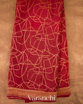 Vermilion Red Pure Crepe Silk Handloom Saree