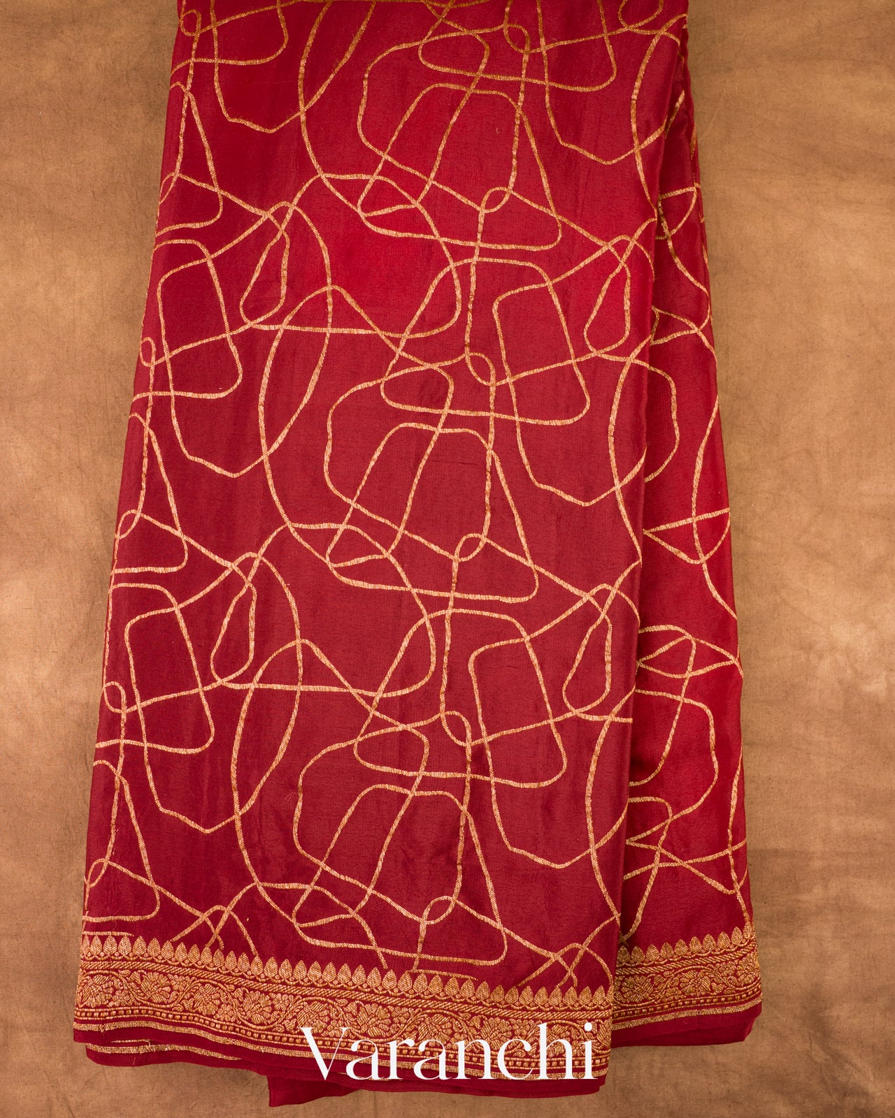 Vermilion Red Pure Crepe Silk Handloom Saree
