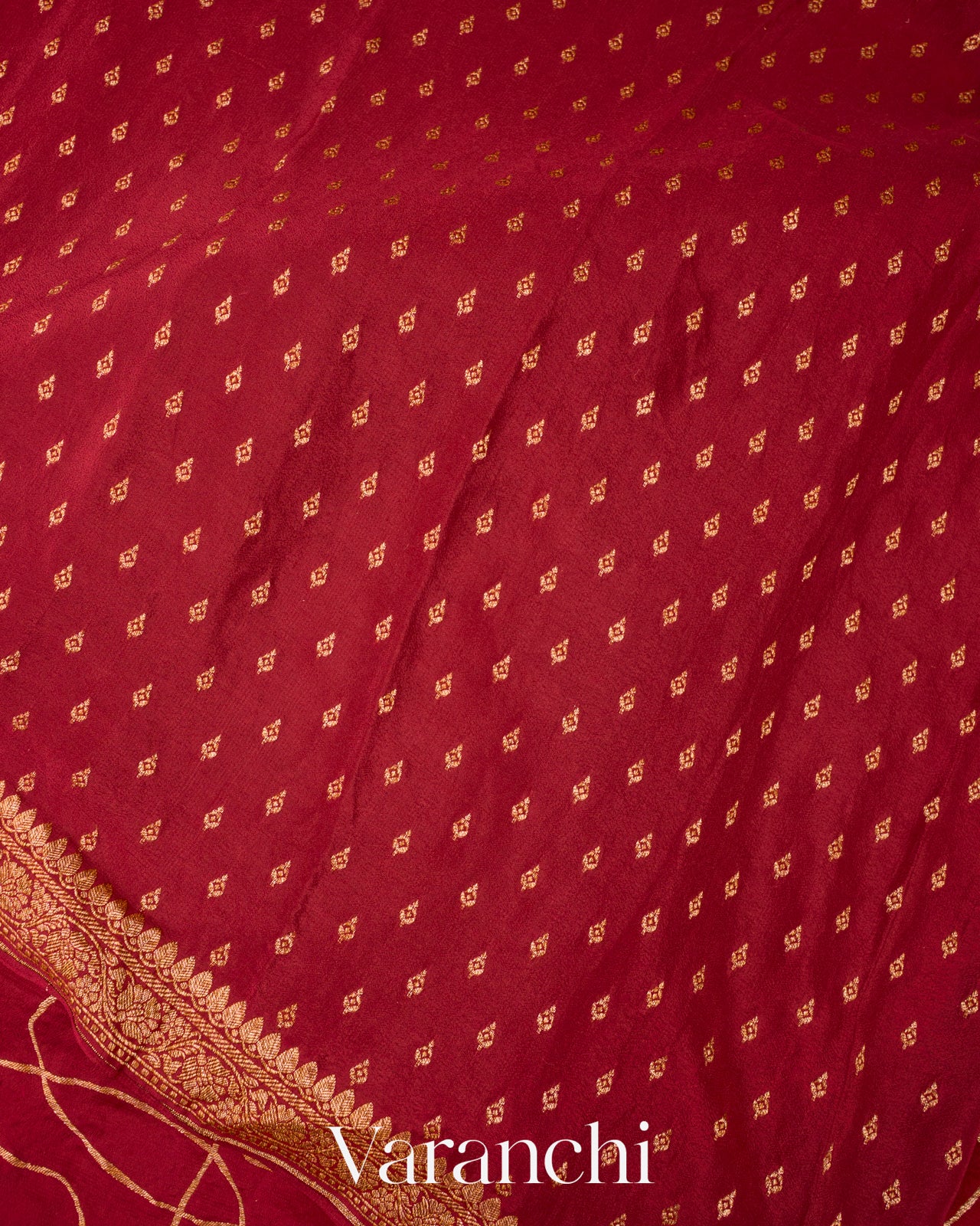 Vermilion Red Pure Crepe Silk Handloom Saree