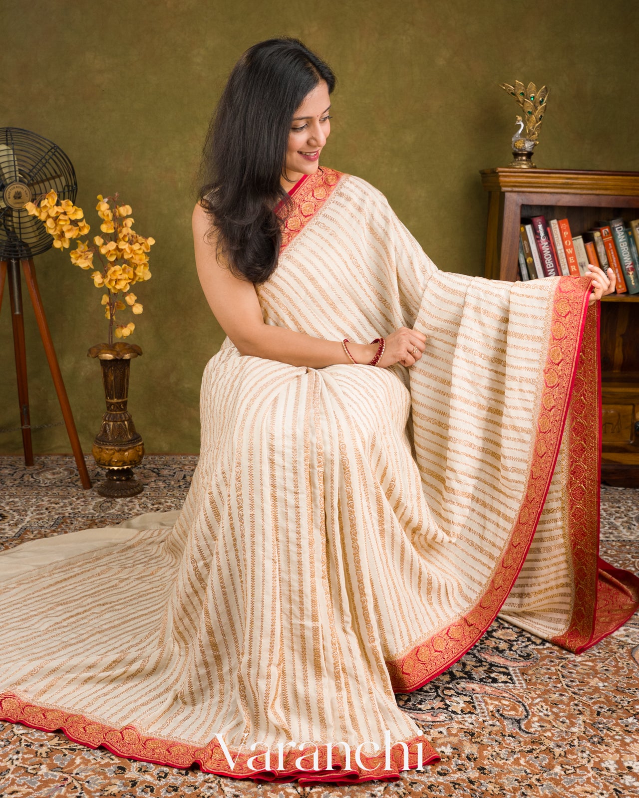 White Pure Crepe Silk Saree 