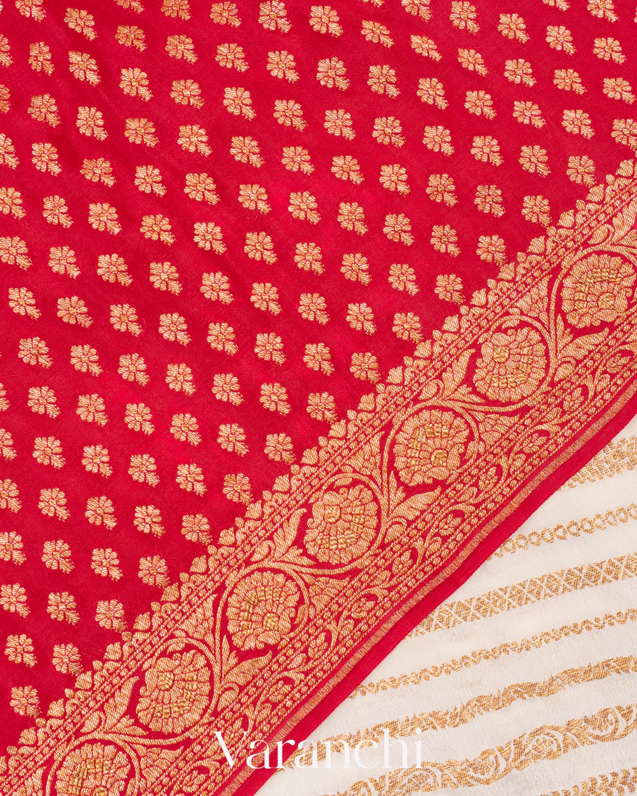 White Pure Crepe Silk Saree 