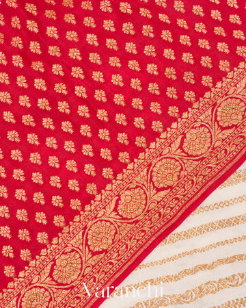 White Pure Crepe Silk Saree 