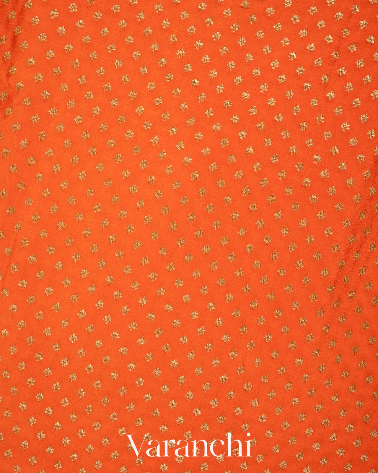 Deep Tangerine Pure Crepe Silk Handloom Saree