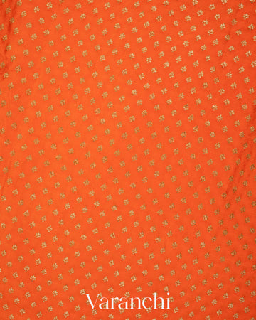 Deep Tangerine Pure Crepe Silk Handloom Saree