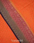 Deep Tangerine Pure Crepe Silk Handloom Saree