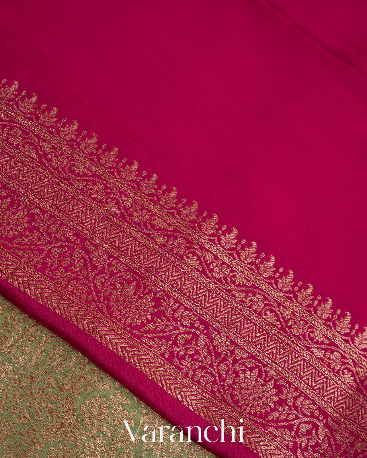 Pista Green Pure Crepe Silk Handloom Saree